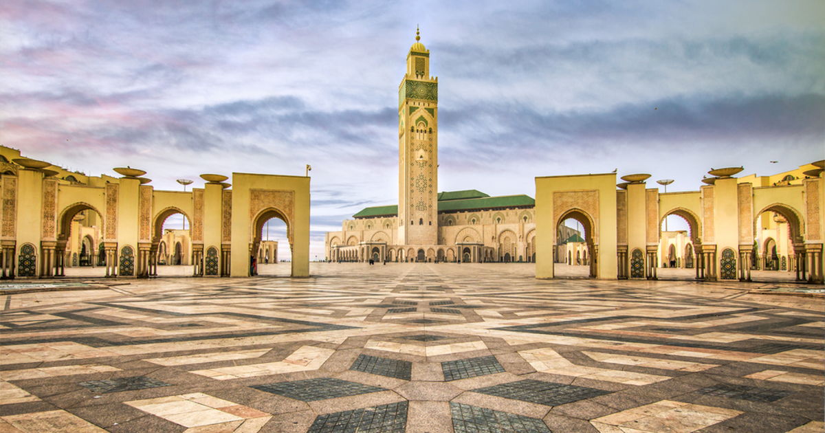 Hassan II Mosque in Casablanca at sunset