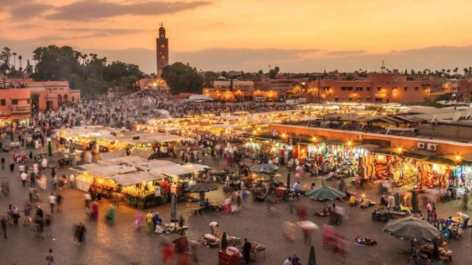 Jemaa el-Fna square at sunset