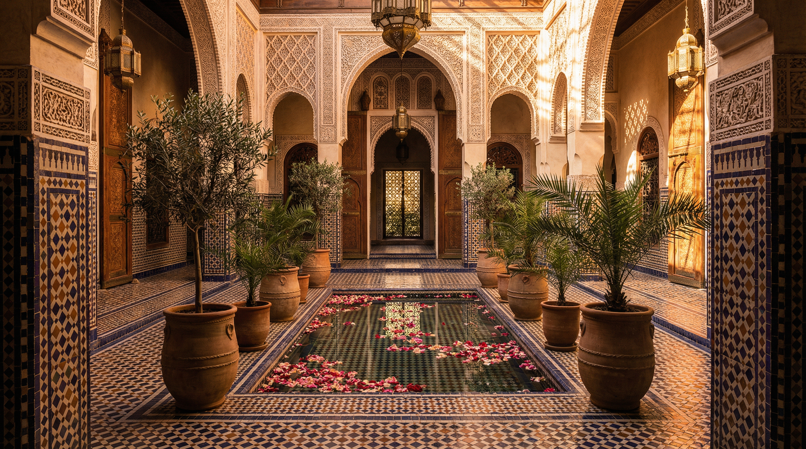Ornate Moroccan palace courtyard